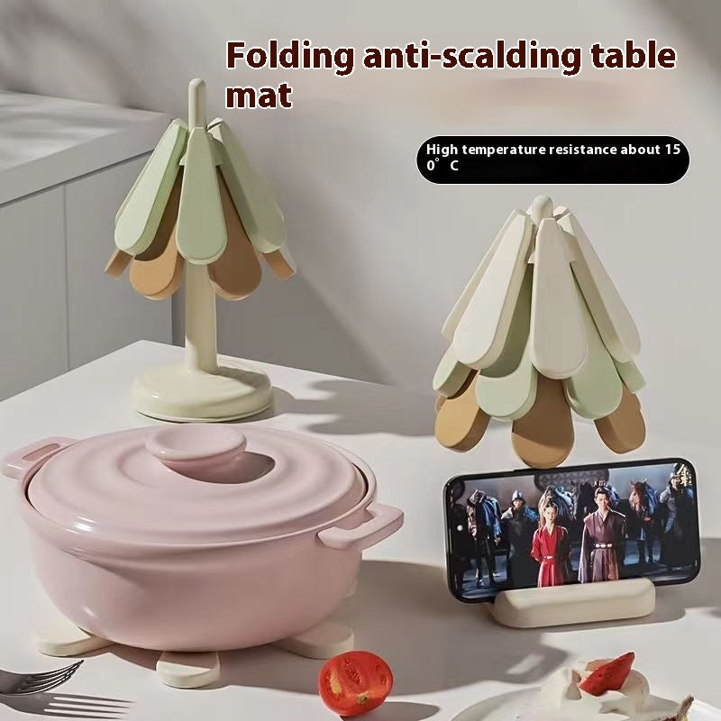 4pcs Silicone Mat Dishes Insulation Pad Tree Shape