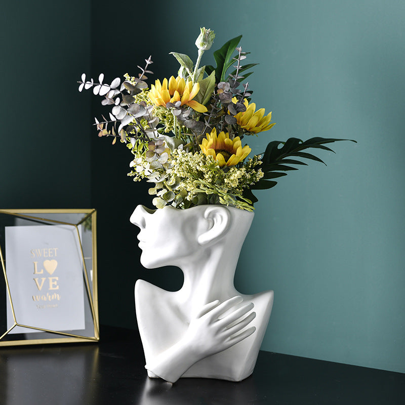 Modern Human Head Flower Vase