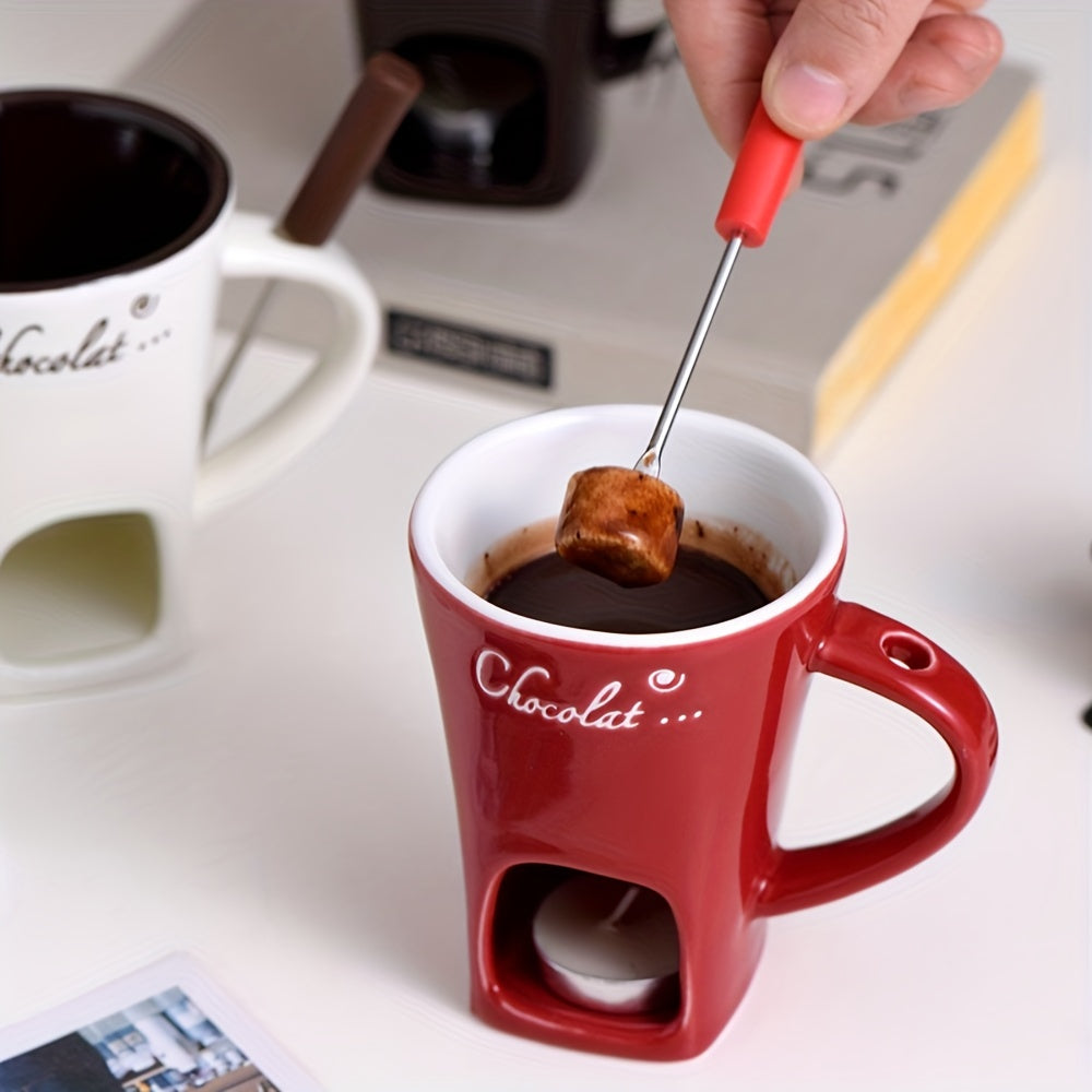 Ceramic Chocolate Melting Cup with Fork