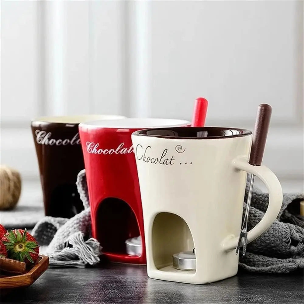 Mini Fondue Mug Set – Chocolate, Cheese & Butter Warmer