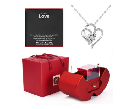 Red Apple Jewelry Box with Eternal Rose