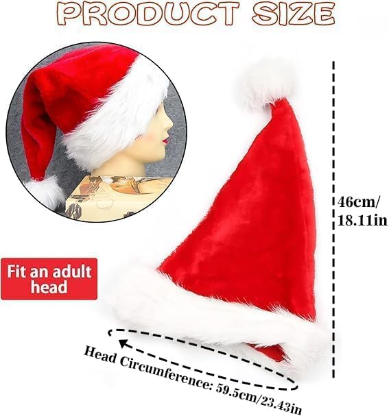 2pcs Fluffy Red Santa Hats Set
