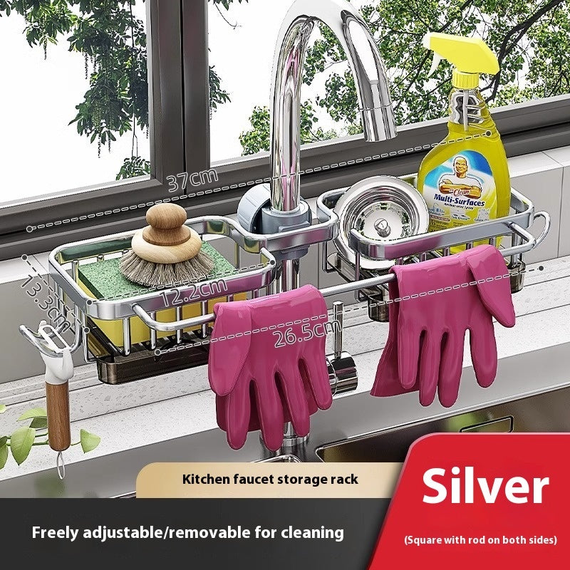 Aluminum Sink Faucet Storage Rack