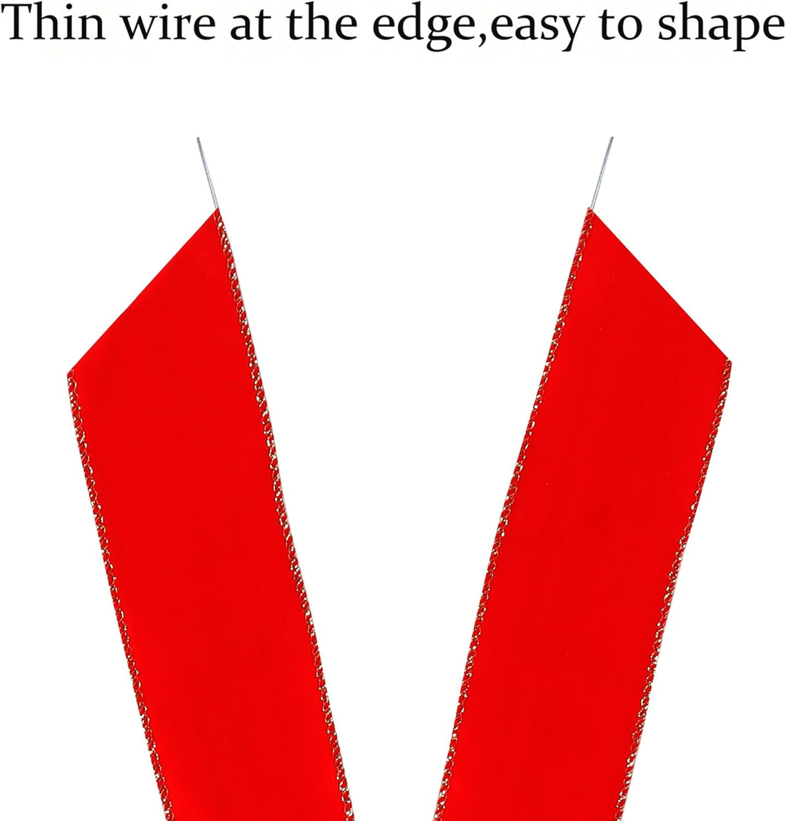 2 Pack Red Christmas Bows Outdoor Decorations,12”x20” Large Christmas Tree Topper Bow, Velvet Wreath Bow with Glitter Gold Edge for Xmas Home Front Door Decor