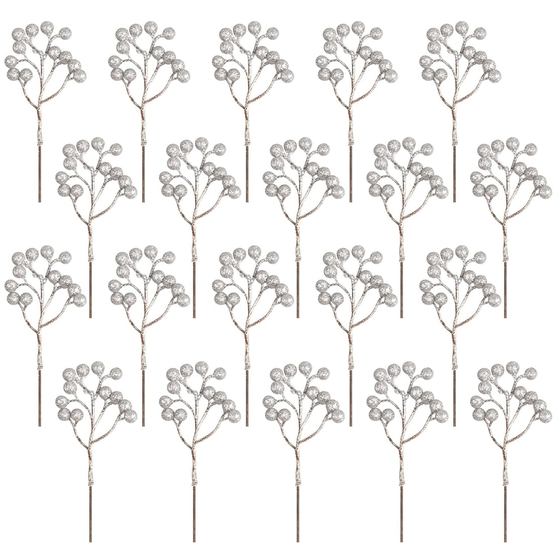 Fangoo 20 Pack 7 Inch Artificial Red Berry Picks for Christmas Tree Burgundy Red Berries Stems Holly Berry Branches Ornaments Wreath Crafts Wedding Holiday Season Winter Home Decor