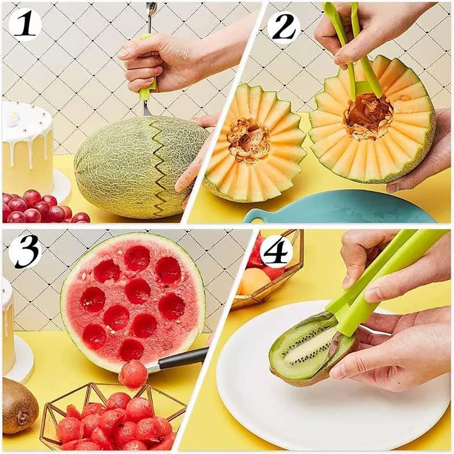 3-in-1 Fruit Digger Fruit Carving Knife Set