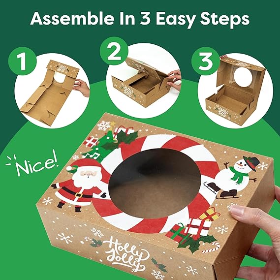 12 Kraft Christmas Cookie Tins With Lids