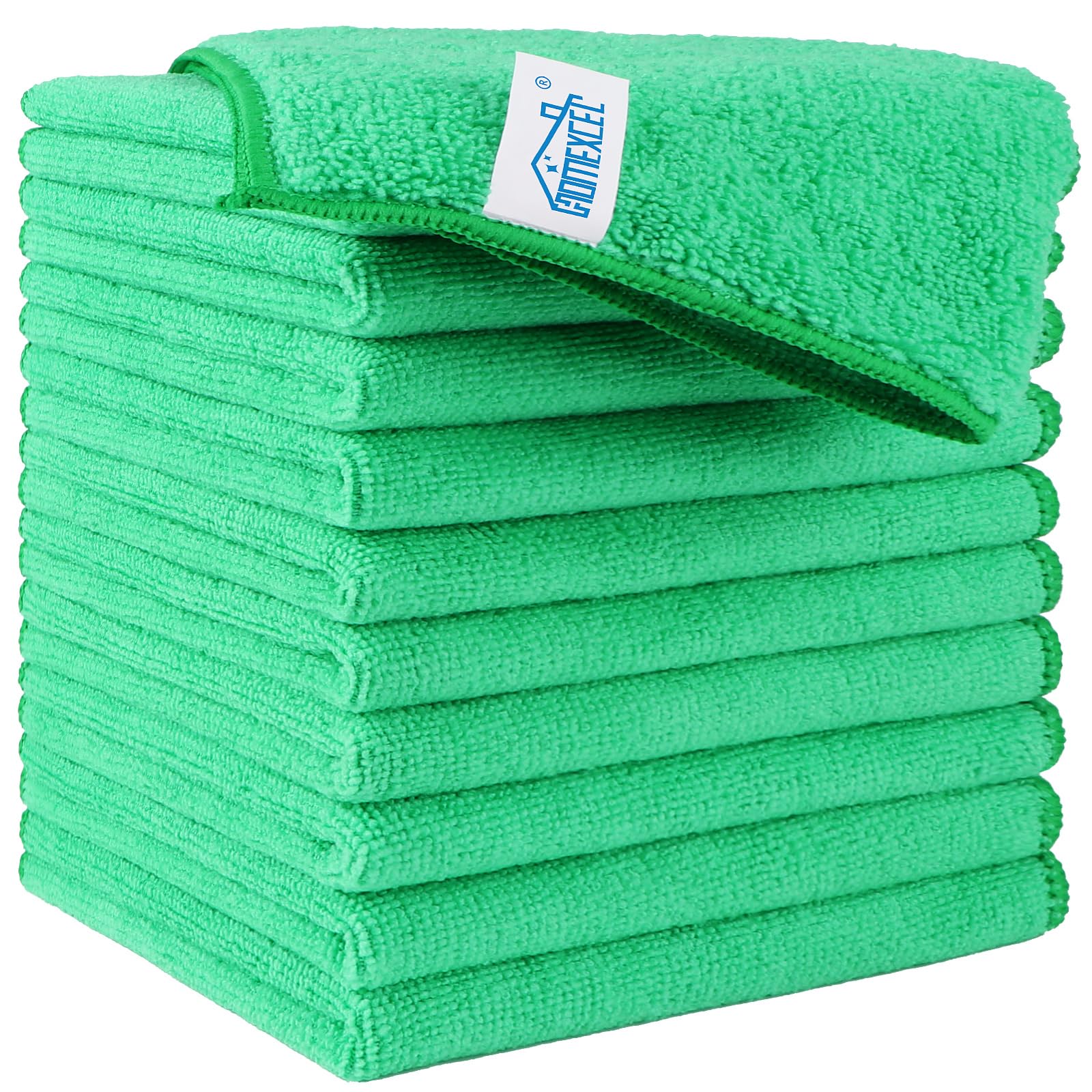 HOMEXCEL Microfiber Cleaning Cloth,12 Pack Cleaning Rags, Cleaning Towels with 4 Color Assorted, 11.5"X11.5"(Green/Blue/Yellow/Pink)