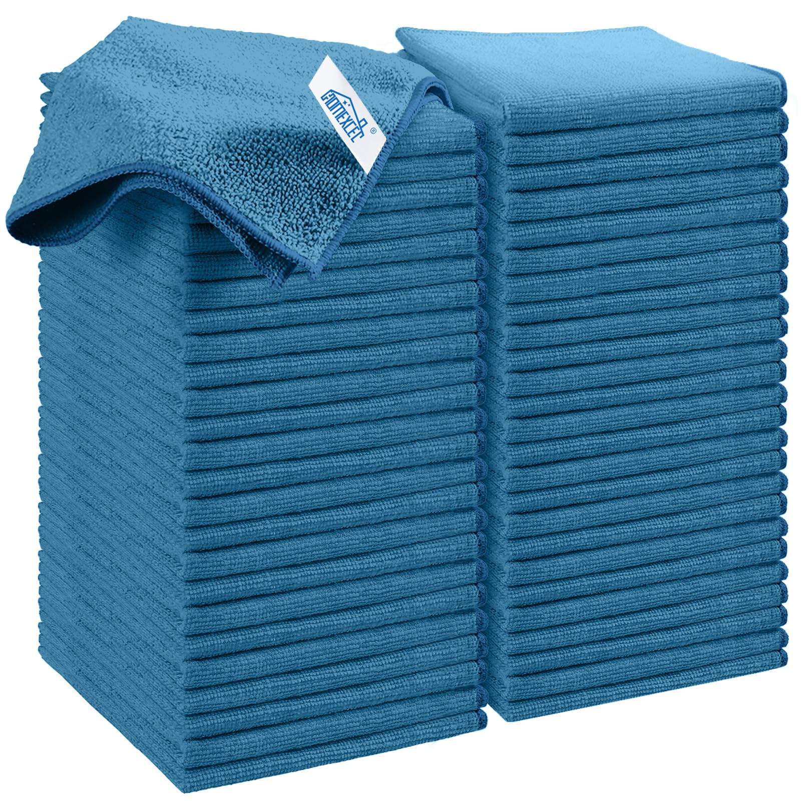 HOMEXCEL Microfiber Cleaning Cloth,12 Pack Cleaning Rags, Cleaning Towels with 4 Color Assorted, 11.5"X11.5"(Green/Blue/Yellow/Pink)