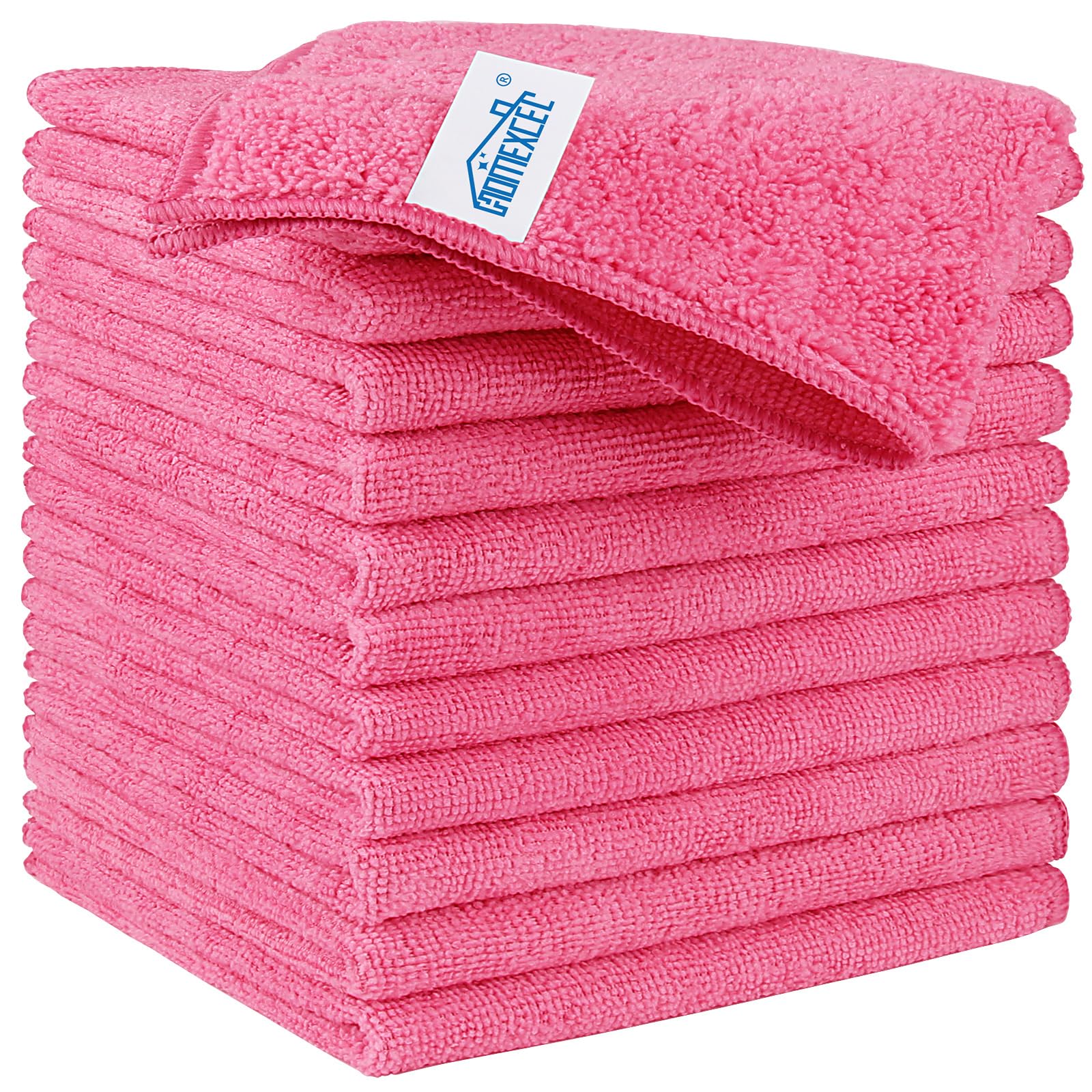 HOMEXCEL Microfiber Cleaning Cloth,12 Pack Cleaning Rags, Cleaning Towels with 4 Color Assorted, 11.5"X11.5"(Green/Blue/Yellow/Pink)