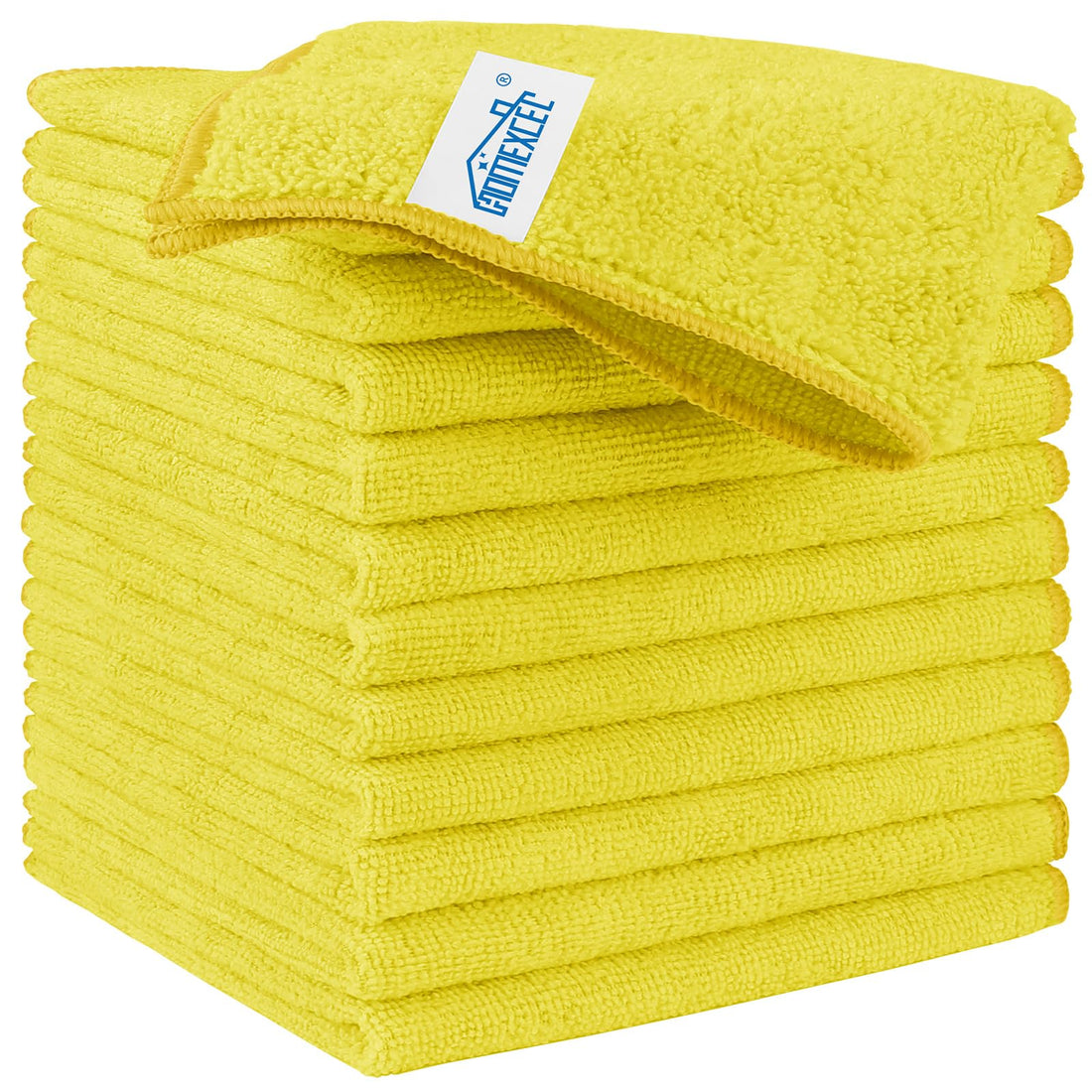 HOMEXCEL Microfiber Cleaning Cloth,12 Pack Cleaning Rags, Cleaning Towels with 4 Color Assorted, 11.5"X11.5"(Green/Blue/Yellow/Pink)
