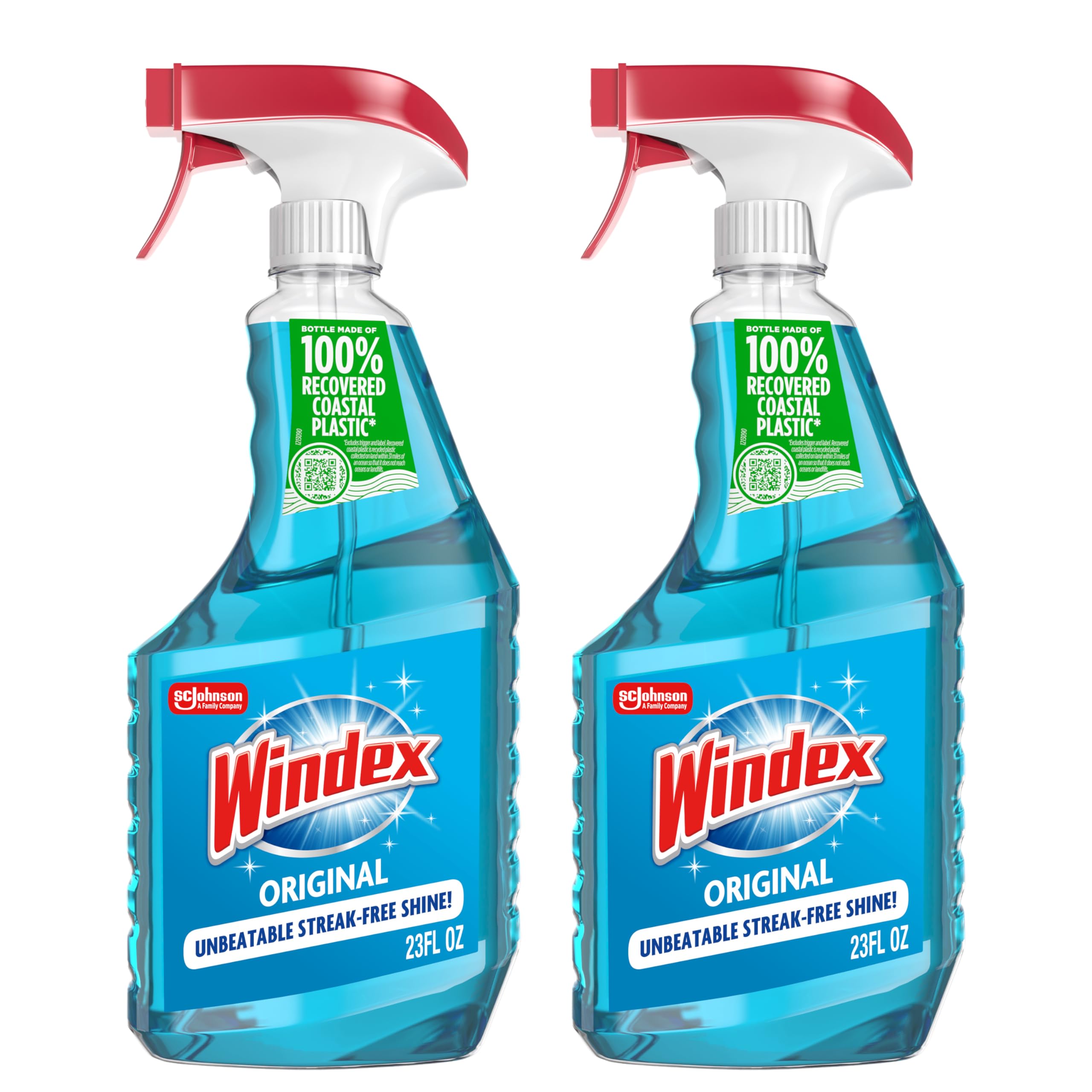 Windex Glass and Window Cleaner Spray Bottle, Packaging Designed to Prevent Leakage and Breaking, Surface Cleaning Spray, Original Blue Scent, 23 Fl Oz