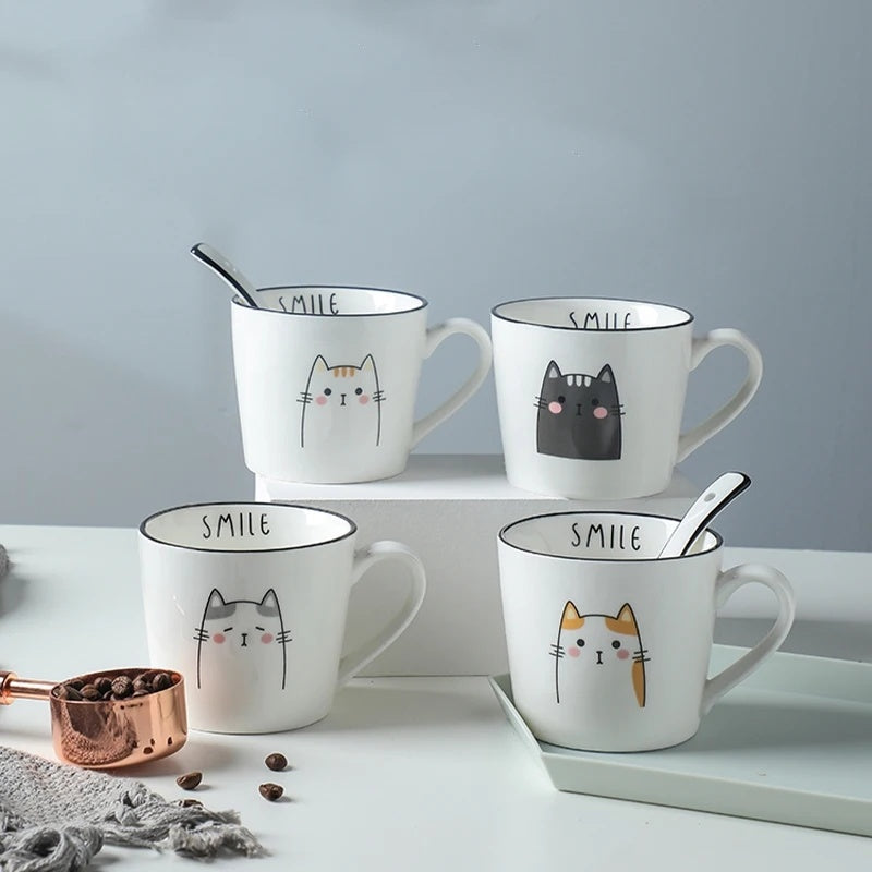 Cartoon Cat Ceramic Coffee Mug