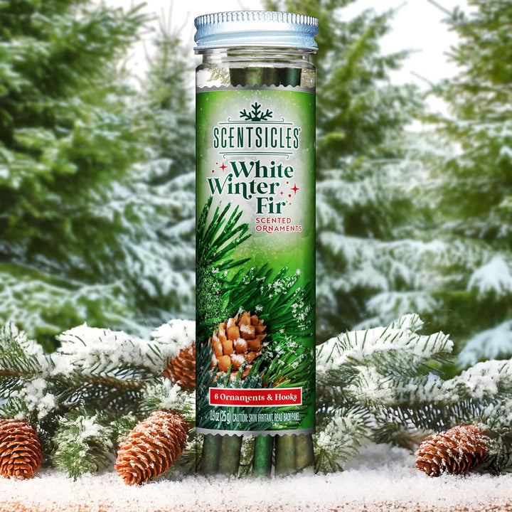 Scentsicles White Winter Fir Scented Christmas Tree Ornaments - 2 Bottles (12 Sticks Total)