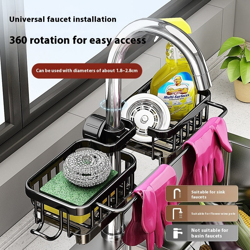 Aluminum Sink Faucet Storage Rack