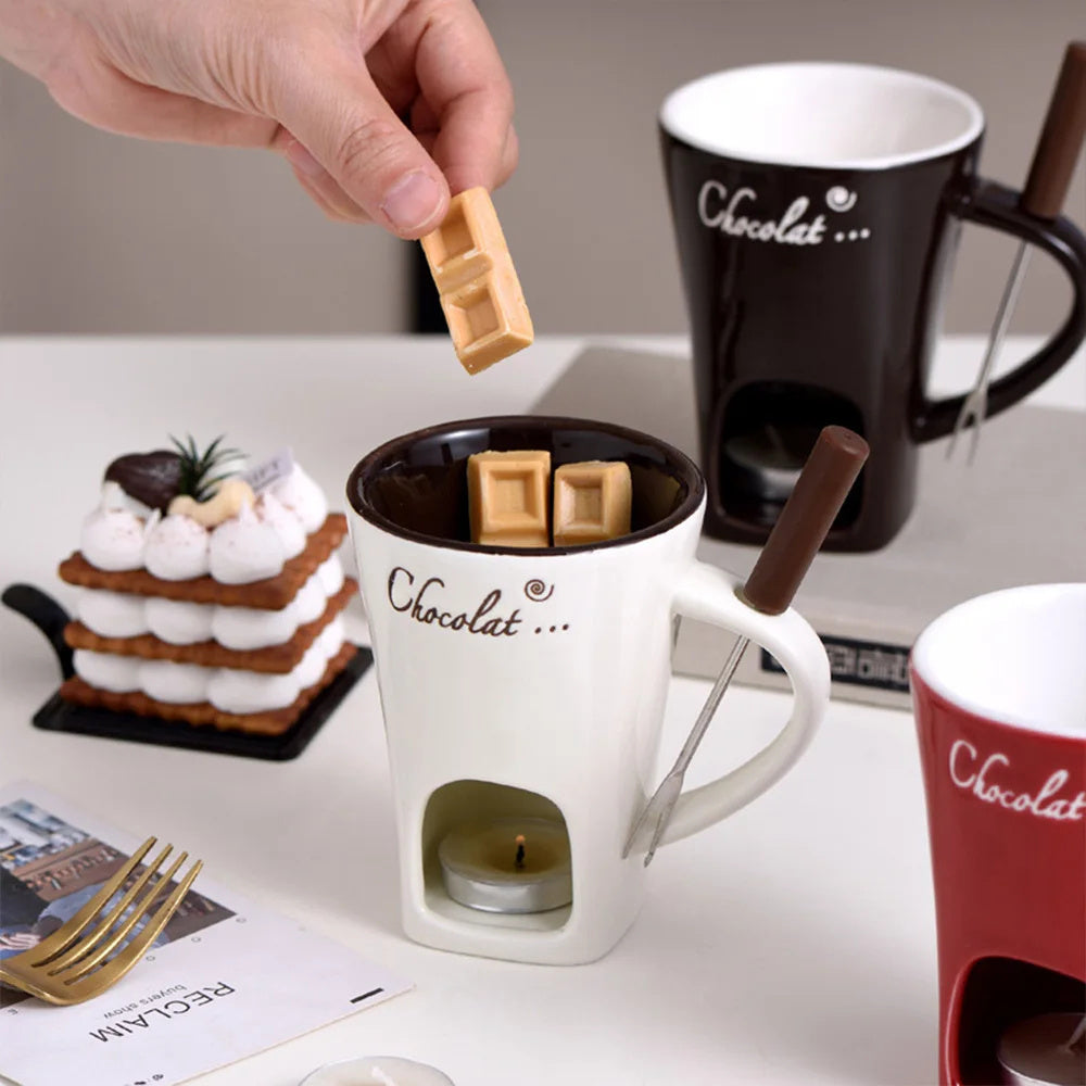 Mini Fondue Mug Set – Chocolate, Cheese & Butter Warmer