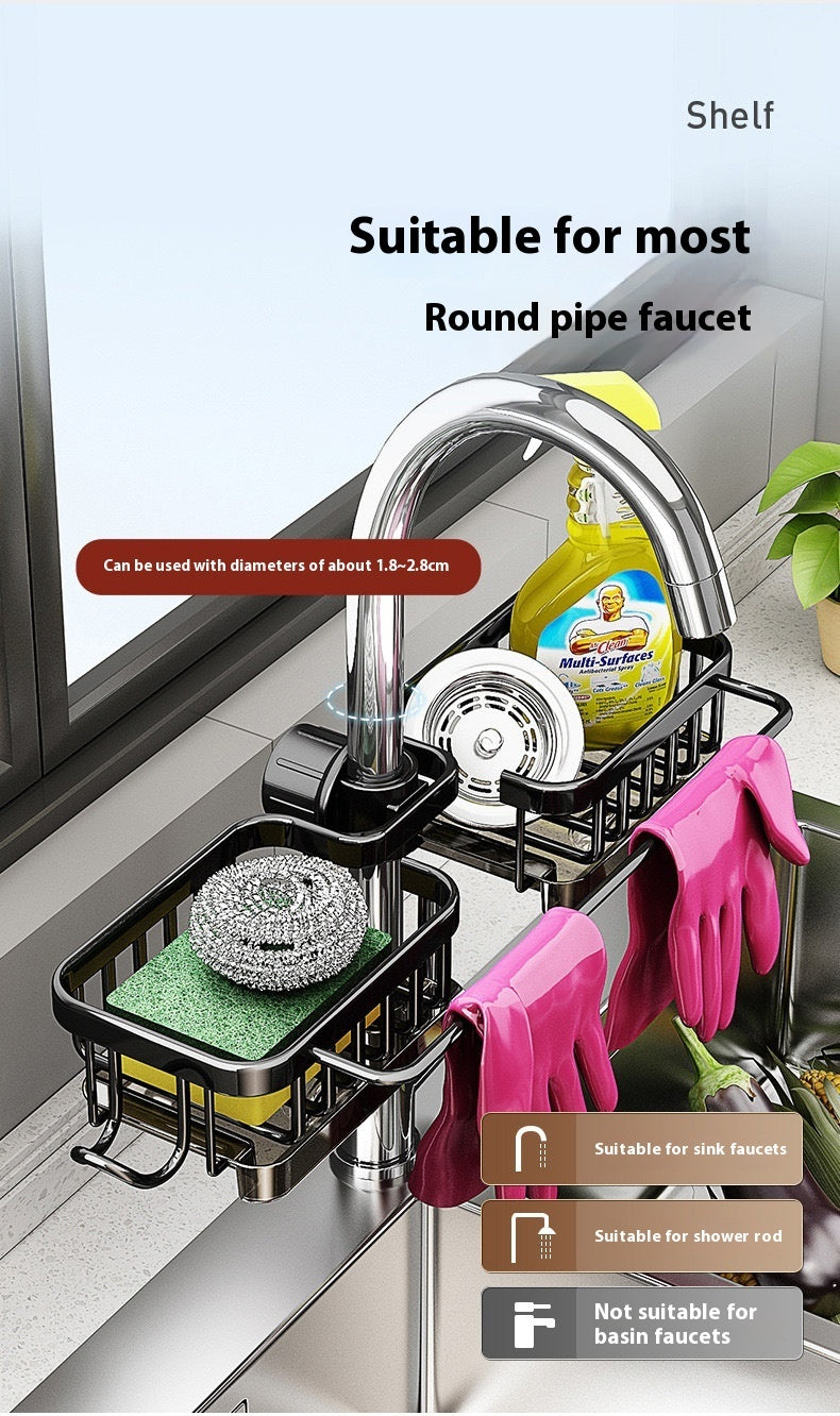 Aluminum Sink Faucet Storage Rack