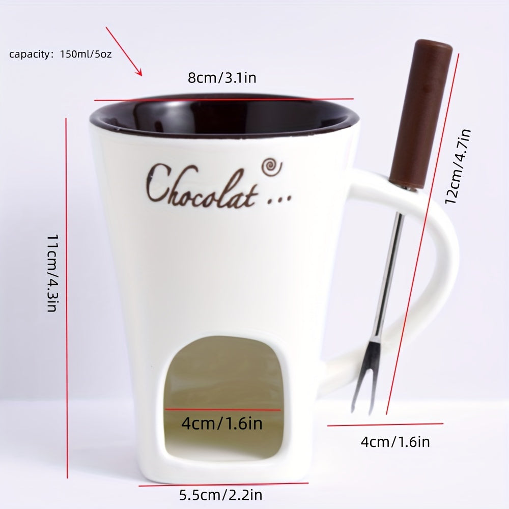 Ceramic Chocolate Melting Cup with Fork