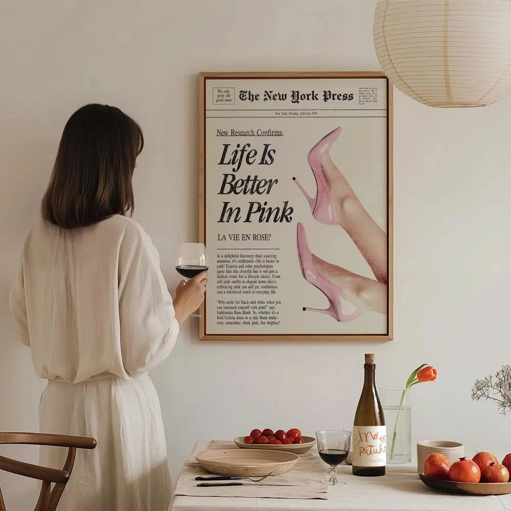 1 Piece Life is Better in Pink Unframed Poster Canvas